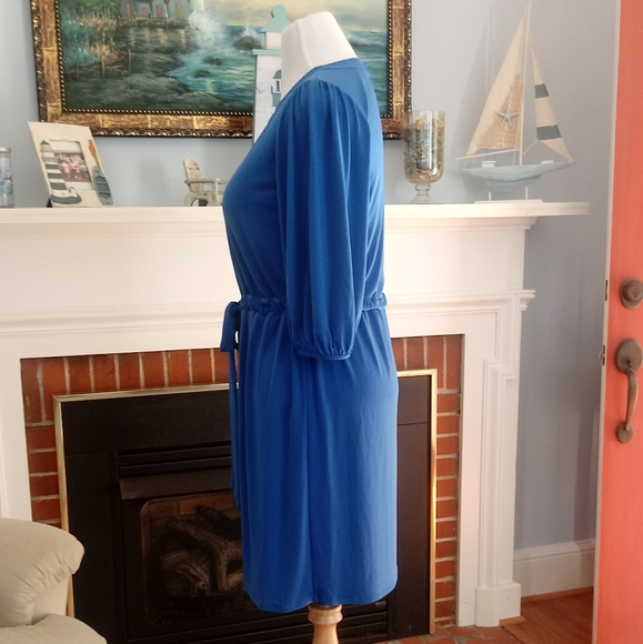 Max & Cleo Knit Tie Waist Midi Dress in Regatta Blue, Size Large - Picture 2 of 15